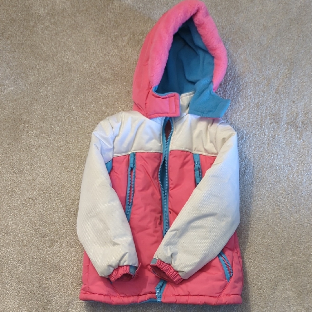 Pink and Blue Hooded Warm Winter Jacket 5/6